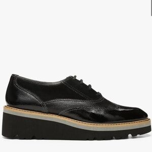 Donald J. Pliner Tanic Black Crinkle Patent Wedge Shoe Women's Size 7.5